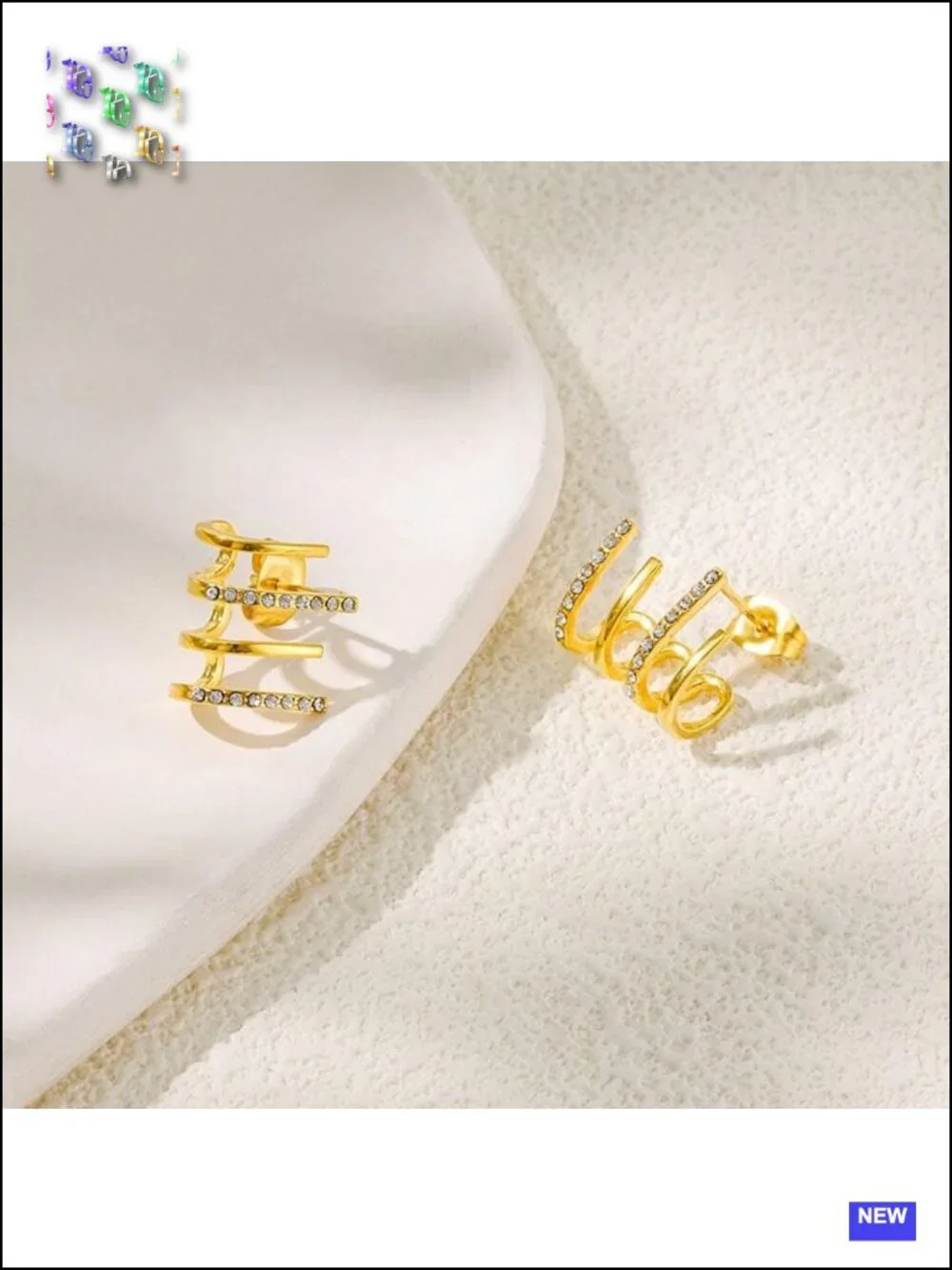 18K Gold Plated Stainless Steel Hoop Earrings with Cubic Zirconia Huggie Hoops